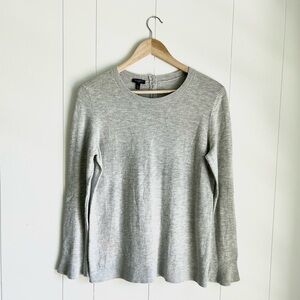 Talbots Light Gray Lambswool Flare Sleeve Button Sweater Sz MP